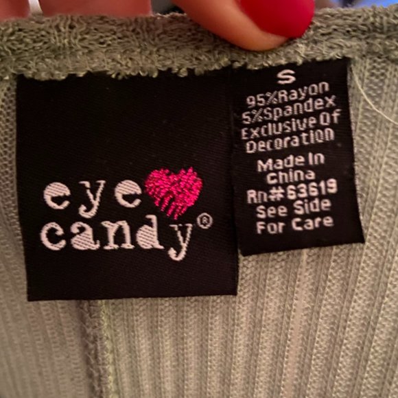 NWT EYE CANDY Green Thermal V-Neck Long Sleeve Shirt - Picture 4 of 5